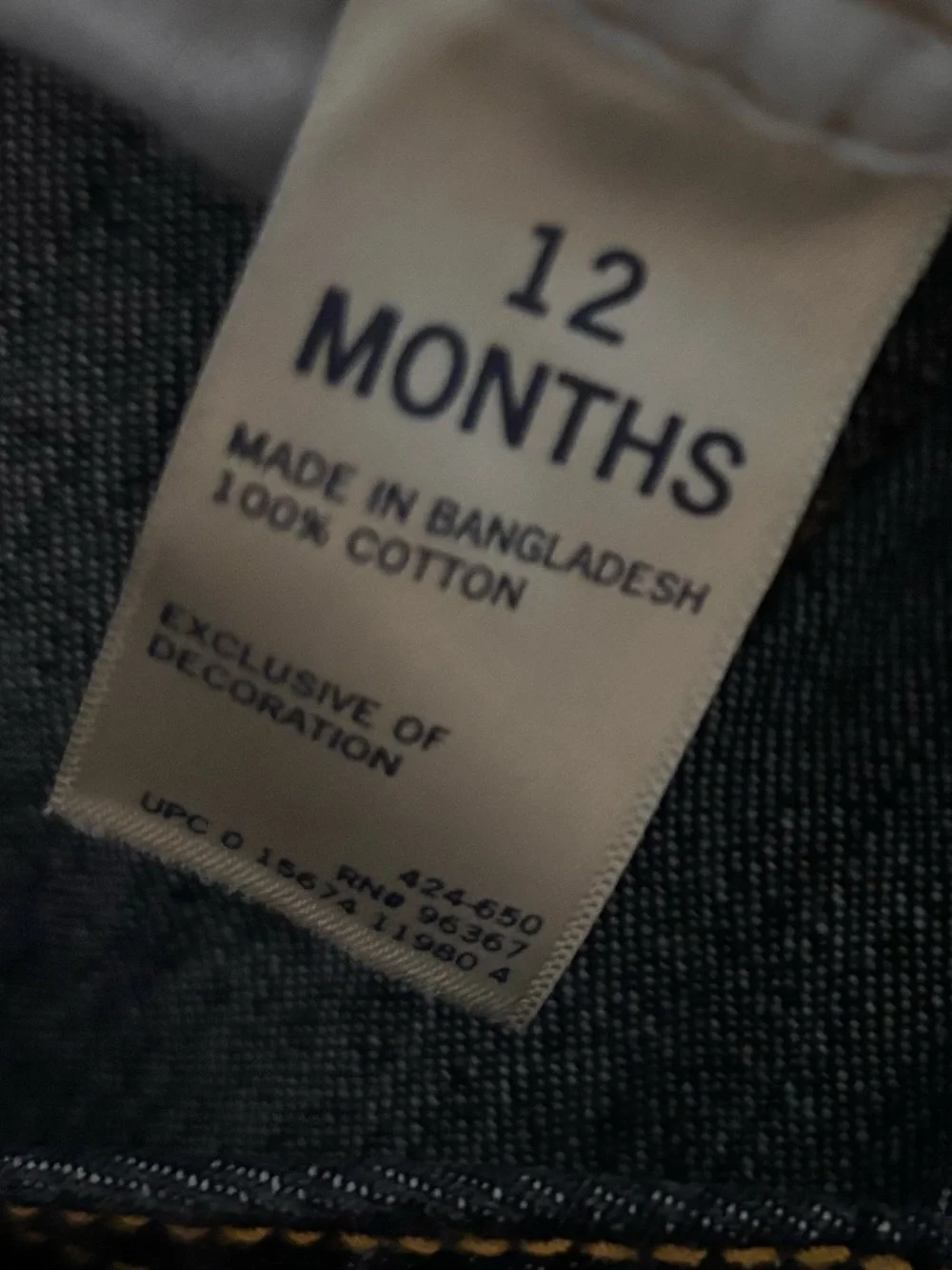 OshKosh B'gosh Indigo Denim Overalls with Yellow Stitching 12 Month
